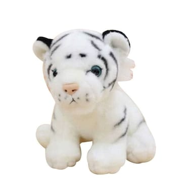 20cm Realistic Tiger Animal Plush Soft Stuffed Doll made from Eco-friendly Cotton Toy Bed Sofa Chair Decoration,White