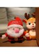 Pure Cotton Filled Christmas Plush Toys Santa Claus and Reindeer, Stuffed Soft Animal Plush Toy Suitable for Christmas Decoration Living Room Decoration, 20cm