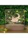 3D Acrylic Night Light Table Lamp with Wooden Base &ndash; Deer and Moon Design, Perfect Gift for Birthday, Anniversary &amp; Home D&eacute;cor