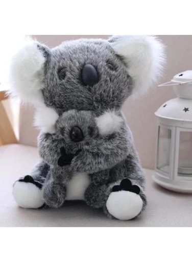 2 pcs Lovely Cotton made Koala Plush Toys Koala Bear Mother and Child Stuffed Soft Doll Kids Lovely Gift Toys 28cm, gray