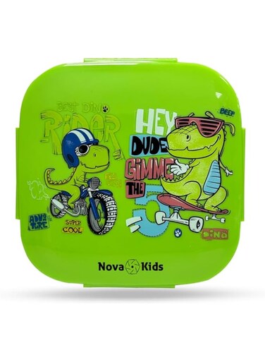 Nova Kids Square 1000ml Bento Lunch Box - T - Rex Green