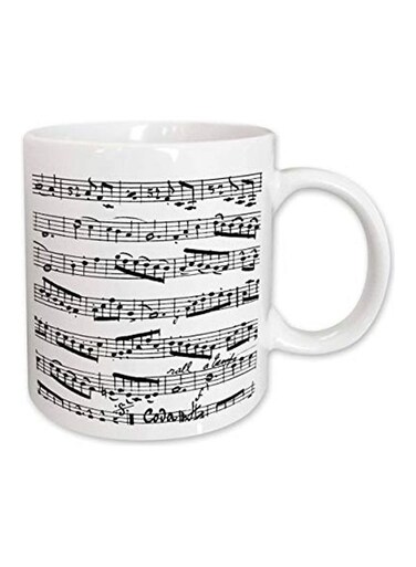 Piano Sheet Ceramic Mug Black/White