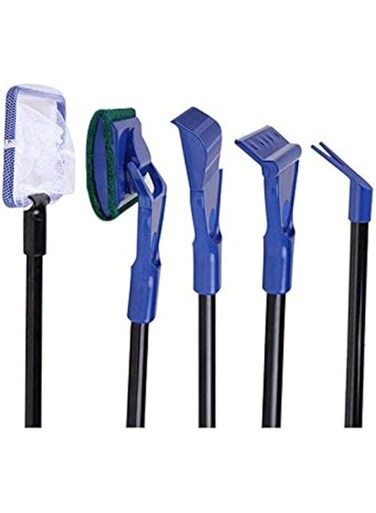 U-HOOME 5 in 1 Complete Aquarium Fish Tank Clean Set Fish Net, Rake, Scraper,Fork, Sponge