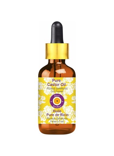 Deve Herbes Pure Castor Oil (Ricinus communis) with Glass Dropper Cold Pressed 100ml (3.38 oz)