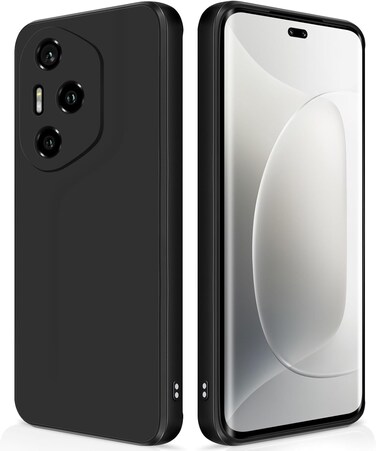 Case for Honor 300 Pro 5G, Liquid Gel Rubber Bumper Case with Soft Microfiber Lining Cushion Slim Shockproof Protective with Camera Protection Cover for Honor 300 Pro (Black)