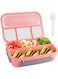 DIKXO Bento Box Lunch Box Kids, Lunch Box Containers with 4 Compartments&amp;Fork, Microwave Dishwasher Freezer Safe,BPA-Free (Pink)