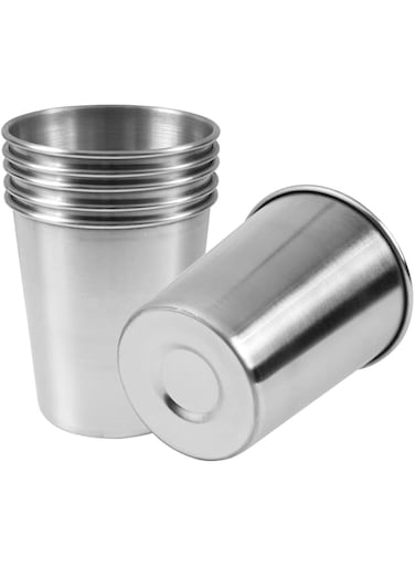 EVERMARKET 6 Pack 8 Ounce 230ml Stainless Steel Cups Shatterproof Pint Drinking Cups Metal Drinking Glasses for Kids and Adults