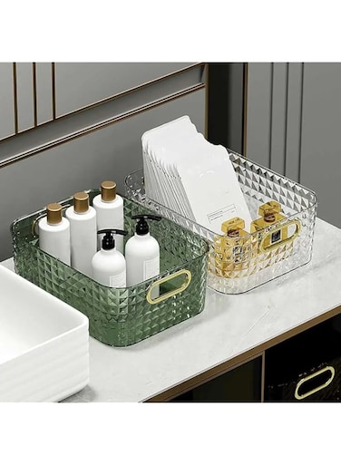 Generic Desktop Cosmetic Storage Drawer Stackable Storage Box Acrylic Rack Sundries Snack Makeup Storage Basket Organizer (White)