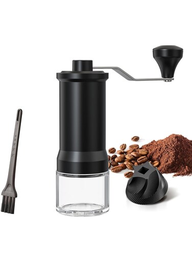 Manual Coffee Grinder Ceramic Conical Burr, Adjustable Coarseness, Double Bearing, 25g Capacity, for Espresso French Press Pour Over Drip Coffee, Travel Coffee Mill
