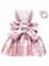 Tikwek Dog Clothes for Small Dogs Girl, Plaid Dog Dress Bow Tie Harness Leash Set, Puppy Cute Bow Skirt, Pet Outfits with Leash Ring,XS M Pet Skirt(Pink,S)