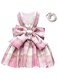 Tikwek Dog Clothes for Small Dogs Girl, Plaid Dog Dress Bow Tie Harness Leash Set, Puppy Cute Bow Skirt, Pet Outfits with Leash Ring,XS M Pet Skirt(Pink,S)