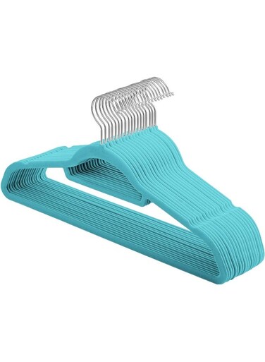 Dot Gift 20-Pack Teal color Non-Slip Velvet Hangers &amp; 360 Degree Rotatable Hook - Durable &amp; Slim - Non Slip Hangers for Coat Hangers - Pant Hangers