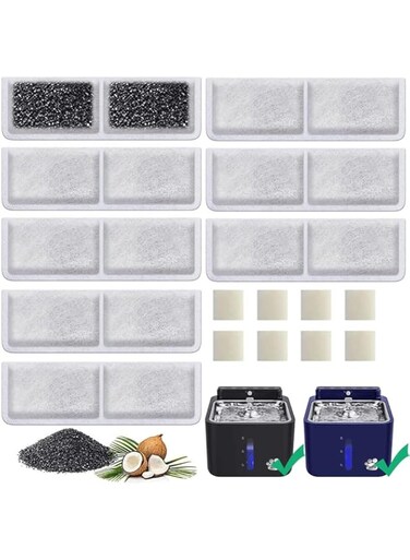 NALACAL Cat Water Fountain Filters Units, Replacement Filters Replacement Pump Filters for Operated Cat Water Fountain, Made of Activated Carbon and PP Cotton, Food Grade Water Fountain Filters (8PCS)