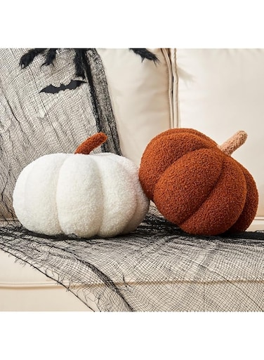 Vdoioe Pumpkin Pillow, 2 Pcs Halloween Pumpkin Throw Pillow 11.8 x 6 Inch Fall Pillow Thanksgiving Cushion Pumpkin Shaped Throw for Halloween Pillow Bedroom Sofa Couch Fall Decor