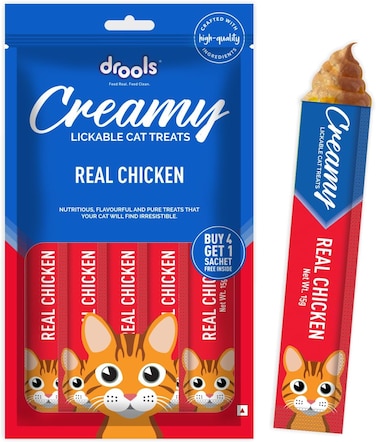 Creamy Lickable Chicken Cat Treat (5 x 15 Gm)   Rich In Protein, Promotes Hydration, No Artificial Preservatives   Best For Training &amp; Bonding   For Kitten &amp; Adult