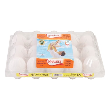 Khaleej, White Large Eggs, Pack of 15 Eggs