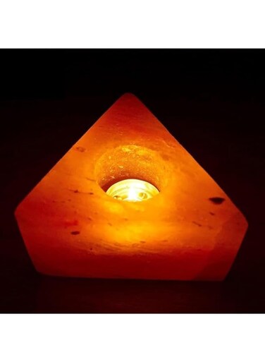 Himalayan Salt Natural Candle Holder Triangle Shape With Candle (2 Pcs Pack)