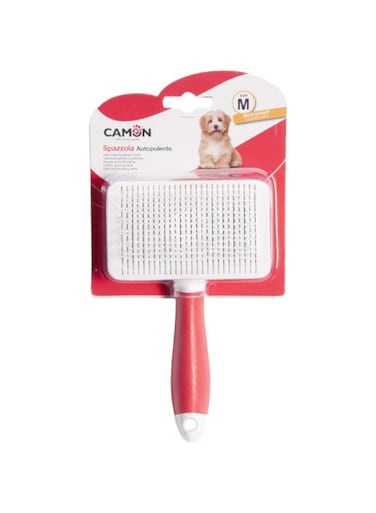 Camon Slicker Brush with Stainless Steel Plastic Coated Pins, Medium, Soft Slicker Brush, Everyday Dog Grooming Brush, Grooming Brush, Gently Cleaning, Remove Knotted Hair, Wet &amp; Dry Grooming