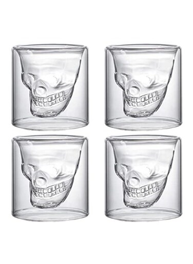 Glass Skull Wine Glasses - 75ml 3D Horror Themed Cups for Home Bar Decoration and Gifts