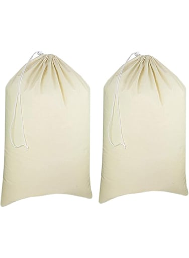 NALACAL Laundry Bags Canvas, The Extra Heavy Duty Washable Laundry Bag with Drawstring, Extra Large Cotton Bags Dirty Clothes Travel Laundry Bag, Hamper Liner Travel Storage Sack, 2 Pcs