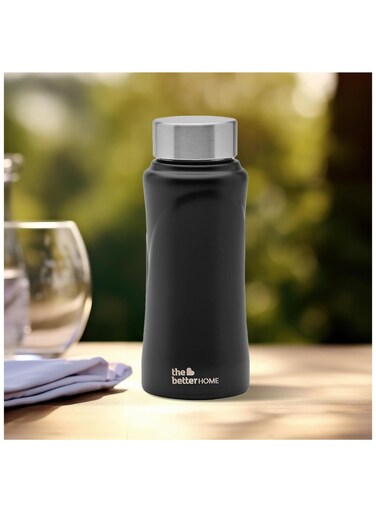 Better Home Stainless Steel Water Bottle 500ml (Pack of 1)   Water Bottle for Kids and Adults   Rust Proof, Light Weight &amp; Durable 500ml Water Bottle   Black Pack Of 1
