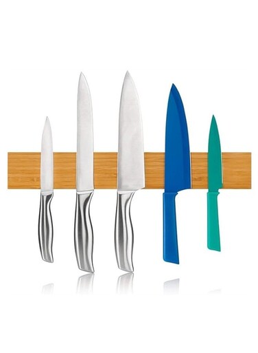 16 Inch Magnetic Knife Strip, Bamboo Wood Powerful Magnetic Knife Holder for Wall, Wall Mounted Bamboo Kitchen Knife Bar Rack for Home Kitchen Utensil &amp; Tool Holder