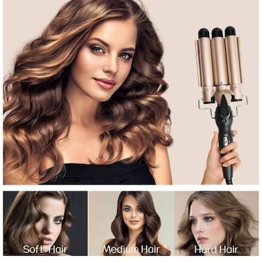 Hair Curling Iron, 3 Barrel Curling Iron Wand,Ceramic Tourmaline Triple Barrels, Temperature Adjustable 25mm Hair Crimper, Hair Waving Styling Tools For Women &amp; Girls