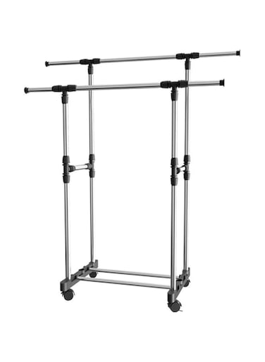 Dubai Gallery Metal Clothes Hanger Rack, Silver, 144x41x155cm