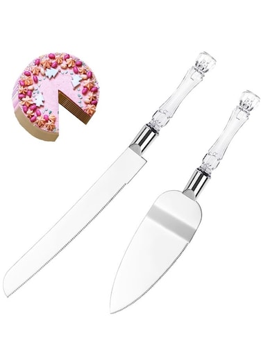 Pcs Cake Cutting Set for Wedding,Wedding Cake Knife with Acrylic Faux Crystal Handles