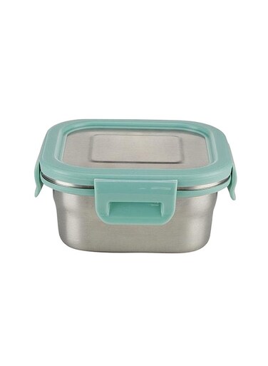 Borosil Stainless Steel Lunch Box, Leak-Proof Lunch Box With Green Lid, Square Lunch Container For School &amp; Office, 400 Ml