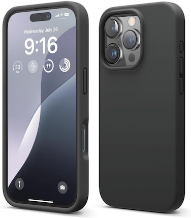 Muzz iPhone 16 Pro max Case 6.9 Inch, Slim Liquid Silicone 3 Layers Full Covered Soft Gel Rubber Phone Case Protective Cover, Black (iPhone 16 Pro max)