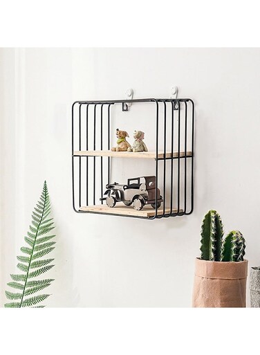 Bathroom Wall Shelf Black/Brown One Size