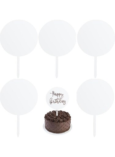 5 Pcs Blank Acrylic Cake Toppers