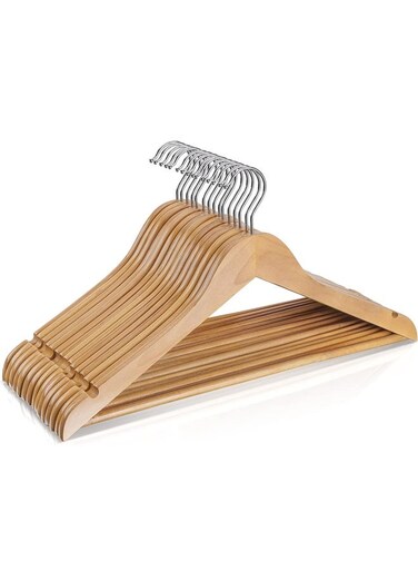 360 degree Rotating Space Saving Non-Slip Designed Hanger Set Brown/Silver