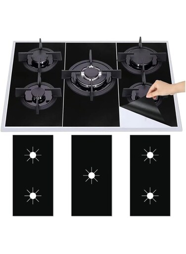 Joyzzz Stove Burner Covers, 3 Pcs 0.2mm Double Thickness Gas Stove Protectors, Easy to Clean and Dishwasher Safe Stove Top Protectors, Reusable Non-Stick Heat Resistant Stove Guard for Kitchen