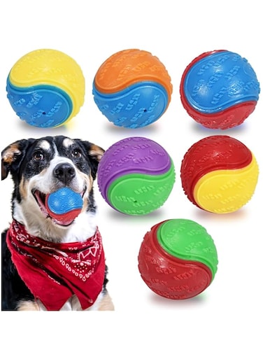 6Pcs Squeaky Dog Balls, Dog Toys Balls for Training, Tough Ball Toys for Dogs, Fit with Dog Ball Launcher, High Bouncy Dog Ball for Interactive Playing, Puppy Pet Chew Balls