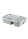 Biodegradable 3 Grids Bento Lunch Box With Lid Green/Clear