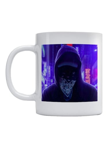 Anonymous Printed Mug White/Blue/Red