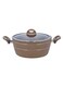 Sturdy And Durable Unique Designed Easy To Handle 5 Layer Construction Non-Stick Coating Granite Smart Casserole With Lid Brown 24cm
