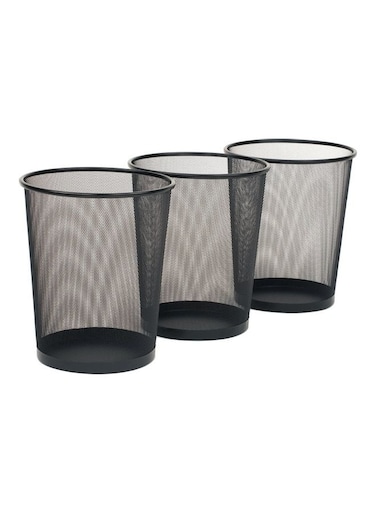 Round Mash Waste Basket Trash Black