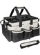Large Cleaning Caddy Tote, Cleaning Supplies Organizer with Detachable Handles Shoulder Strap, Cleaning Caddy Bag with Foldable Divider for Cleaners, Portable Multi Cleaning Bag for Home, Housekeepers&iuml;&frac14;&OElig;Garden,17.7 * 10.2 * 9.1in( Black White)