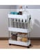 3-Tier Slim Mobile Shelving Unit on Wheels, Slide Out Rolling Bathroom Storage Organizer, Utility Carts Shelf Rack for Kitchen Bathroom Laundry Room Narrow Places, White
