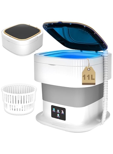 Exrp Foldable Mini Washer and Dryer Washer Machine,Cleaning Small Washer, Laundry Machine 3M Deep Cleaning for Baby Clothe, Underwear, Socks, RV Gray