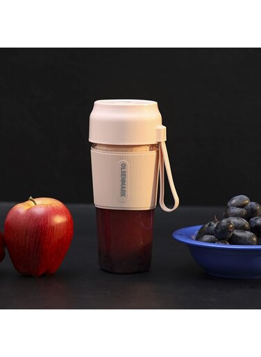 Olsenmark 60W Rechargeable Blender 300ML Portable Mini Juicer for Smoothies &amp; Shakes, Bottle Fruit Mixer Machine with Safety Lock Hanging Loop Ideal for Indoor &amp; Outdoor Use, multi color, OMSB2439