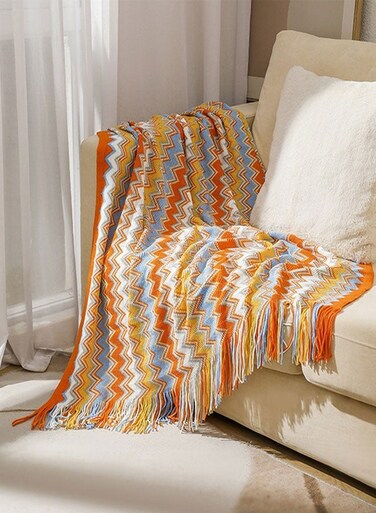 Knitted Tassel Blankets, Summer Knitted Sofa Travel Chic Bohemian Soft Comfortable Blanket, Suitable for beds and sofas&iuml;&frac14;&OElig; Outdoor Throw Blanket All Seasons 127x180CM