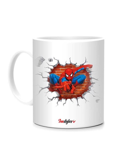 Styles Spiderman 3D Break Through Printed Mug White/Red/Blue 10cm