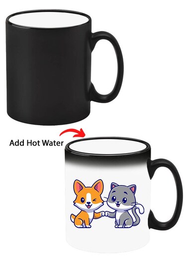 Colour Changing Heat Sensitive Magic Mug - Add Hot Tea or Coffee Cat And Dog Friendship For Home Office Gift Kids Men Women