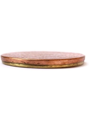 De Kulture Works Handmade Pure Copper &amp; Brass Elegant Reversible Coaster Set,   Ideal for Table Kitchen Rustic Bar coration, 3 (D) Inches, Set of 4