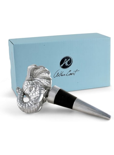 Arthur Court Designs Aluminum Elephant Wine Bottle Stopper Topper