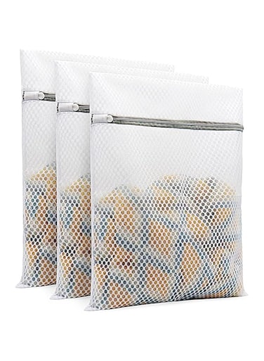 PawPawU&reg; Mesh Laundry Bags, Washing Machine Pouch for Delicates, Net Wash Purse with Zippers for Lingerie, Bras, Underwear, Baby Clothes, Socks and More - 3-Pack (Medium)